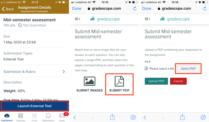 Open Gradescope and select your PDF