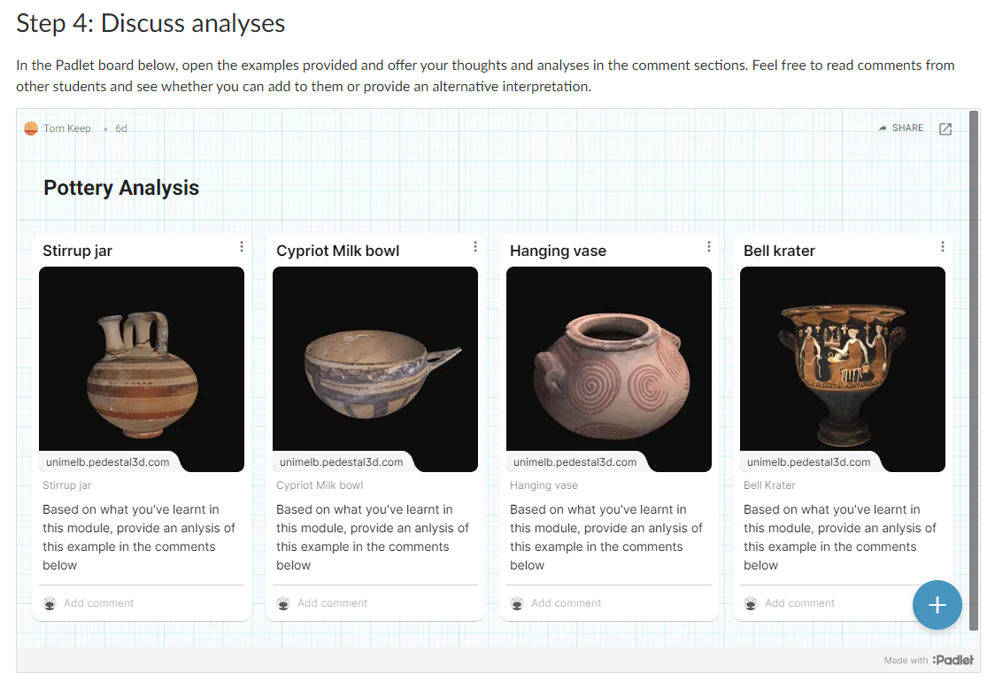 Screenshot of a Canvas page with a Padlet embed Screenshot of a Canvas page with a Padlet embed