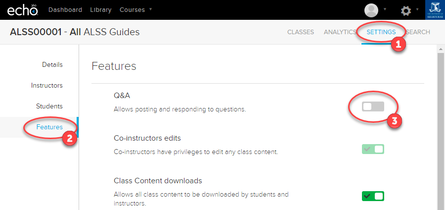 Enable Q&A for your subject under Settings > Features