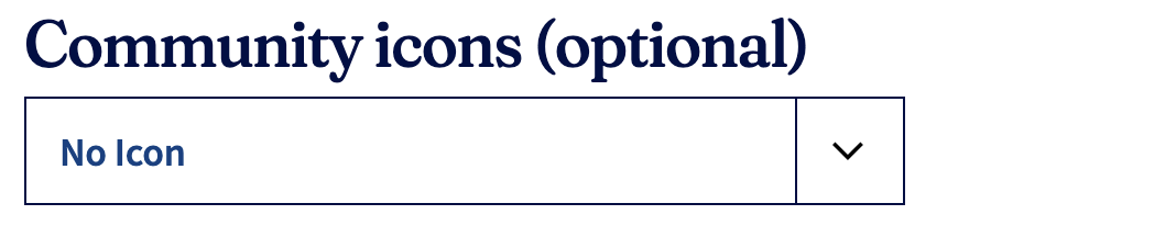 The closed drop-down menu containing icon options