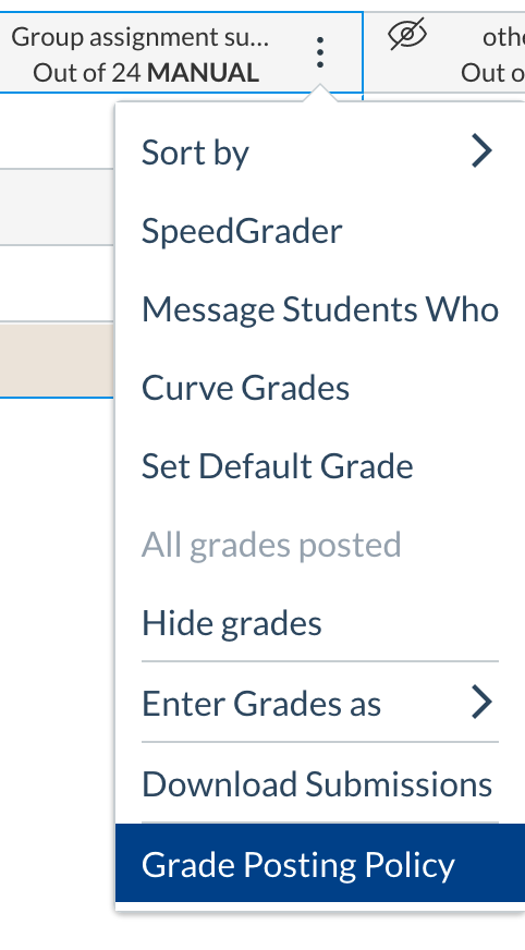Grade posting policy screenshot from Canvas