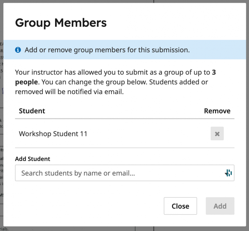 Group Members pop-up window