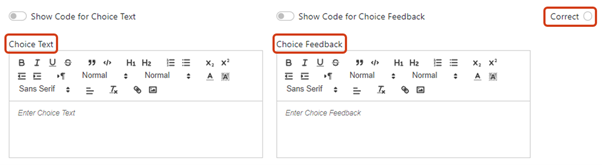 MCQ Choice settings
