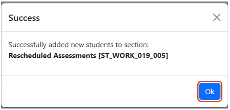 Enrolment success message Successful new student enrolment message
