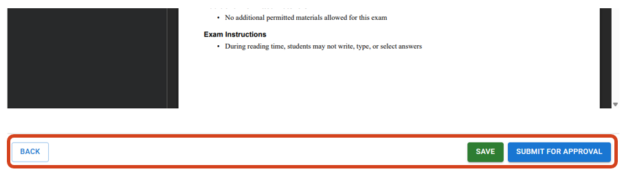 Options to go back, save and submit the cover sheet for approval