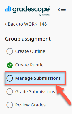Selecting Manage Submissions