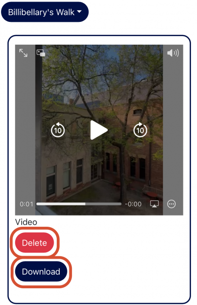 Options to either upload or delete the uploaded video on a mobile browser Options to either upload or delete the uploaded video on a mobile browser