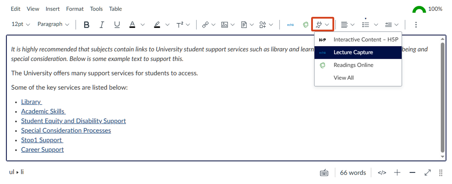 Rich Content Editor: Apps The Publishing tab for an EchoVideo media file, with the Emebds menu selected. In the center of the page, there is the option for users to Create Embed Code.