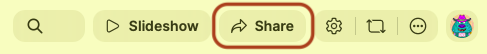 Screenshot of top navigation menu in Padlet board, with the ‘Share’ button highlighted.