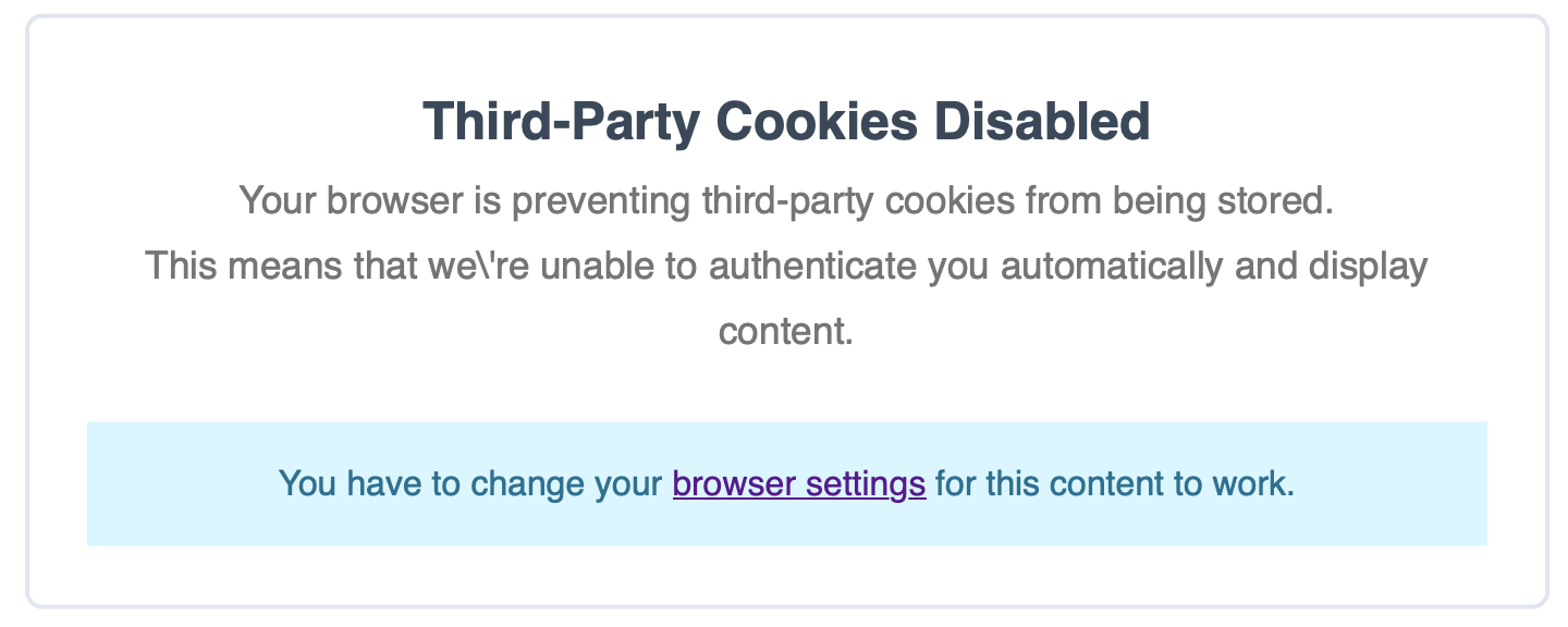 Third-party cookies disabled notice Screenshot of Canvas interface - Third-party cookies disabled notice