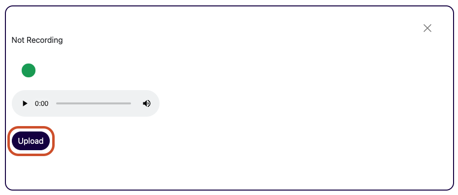 Click on 'Upload' to publish audio clip Click on 'Upload' to publish audio clip
