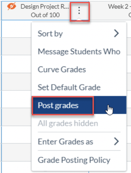 Post / Hide Grades from Gradebook