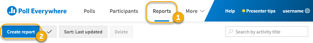 Create a new report from the Reports tab
