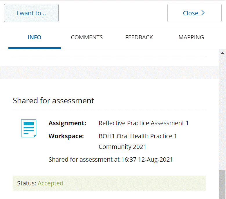 Status information of shared assessment to ATLAS