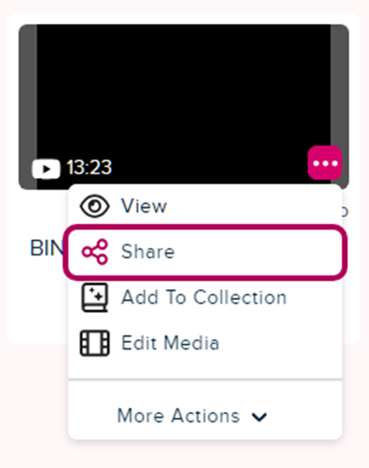Select the Share option for the content in your Library