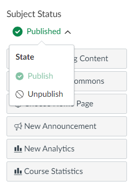 Publishing a subject in Canvas LMS Publishing a subject