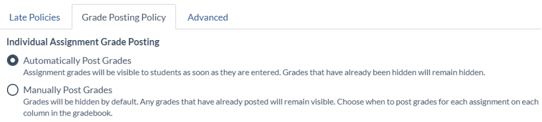Grade Posting Policy Whole of Subject