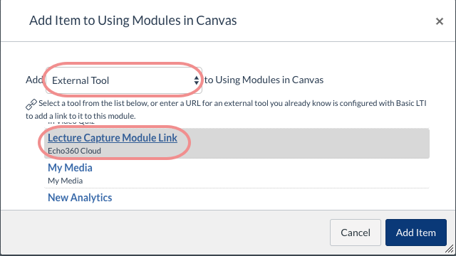 Lecture capture module link