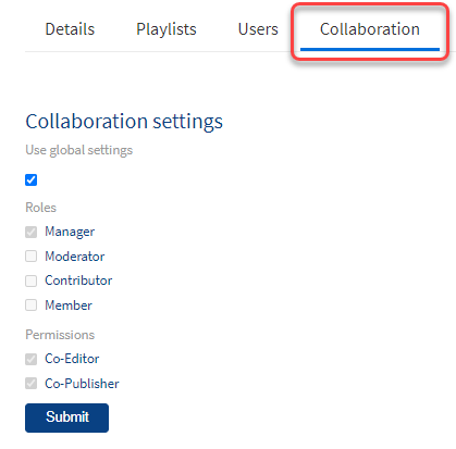 Review and or change collaboration permissions for each role