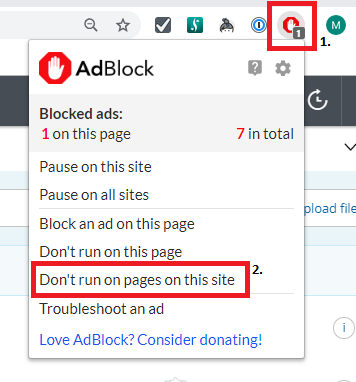 Setting - Don't run on pages on this site