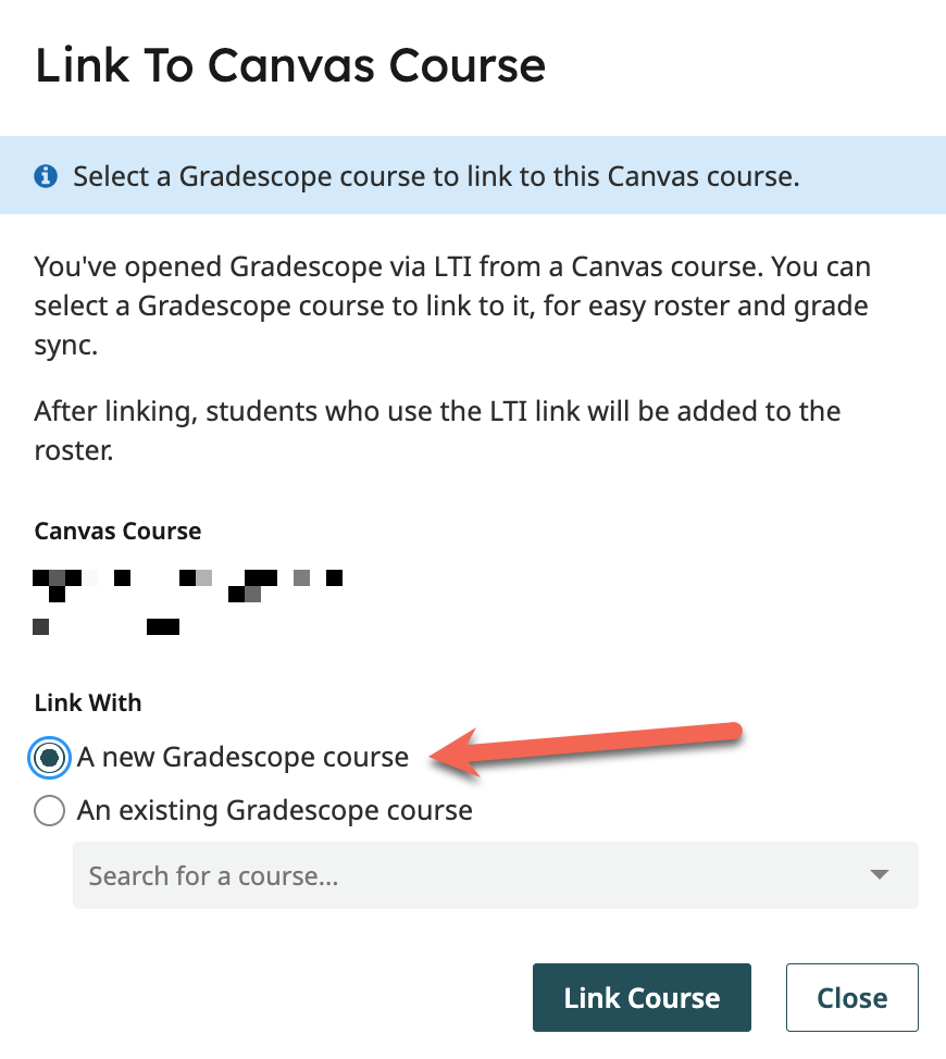 Linking to a new Gradescope course