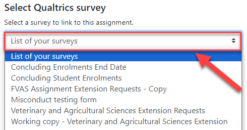 Select your list of survey