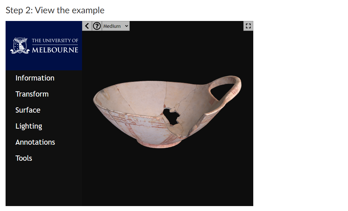 Screenshot of a Canvas page with a Pedestal 3D embed Screenshot of a Canvas page with a Pedestal 3D embed
