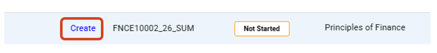 A create button located on the left of the subject code on the exam paper submission screen. 