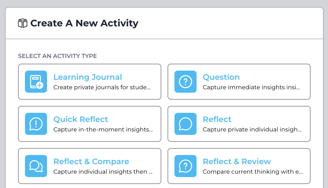 Screenshot of the activity options in Stackle