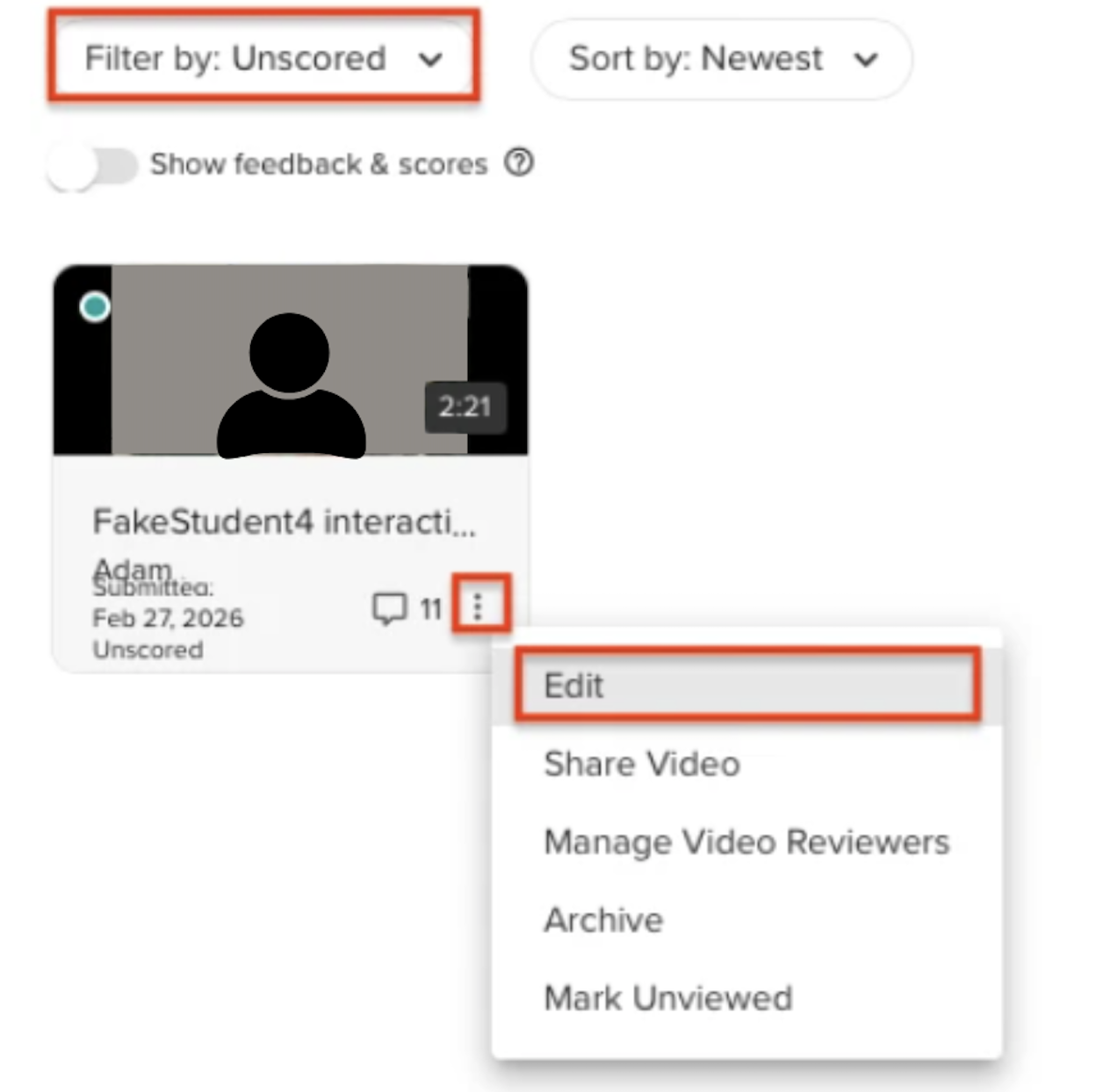 Activity window indicating the location of Filters and the context menu Edit option.