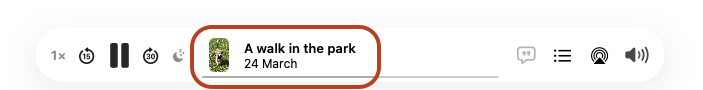 Screenshot of the Apple Podcast player bar highlighted a video post being played.