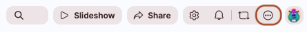 Screenshot of the top navigation menu in Padlet board, with the three-dot-menu button highlighted.