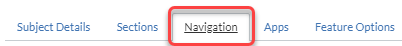 Subject Settings Navigation tab