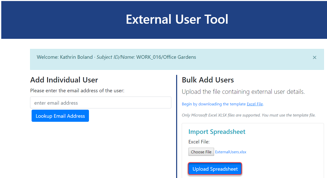 Upload Spreadsheet Upload Spreadsheet