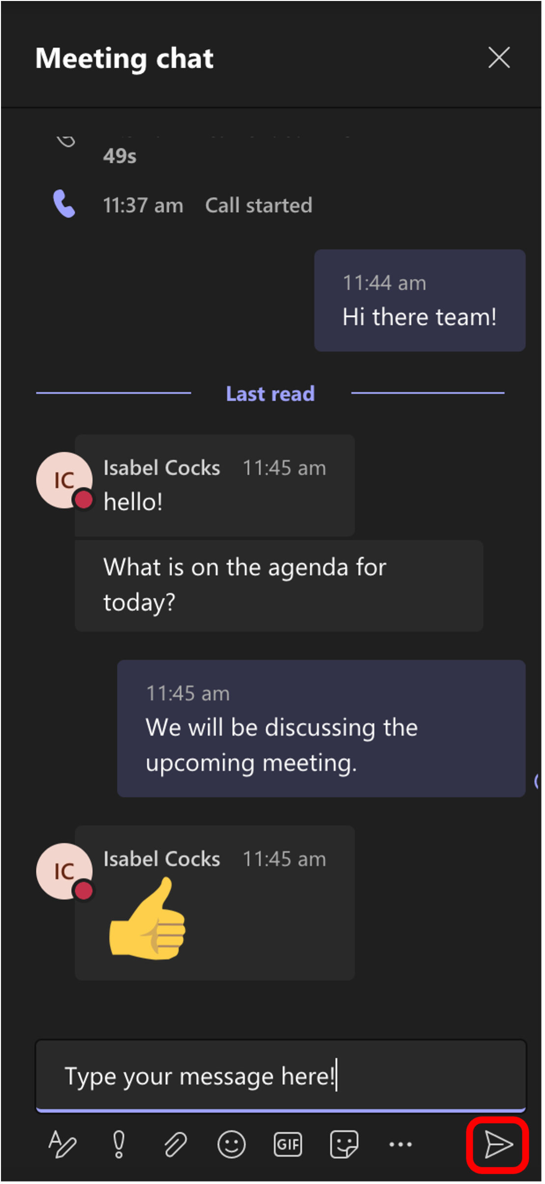 Meeting chat options