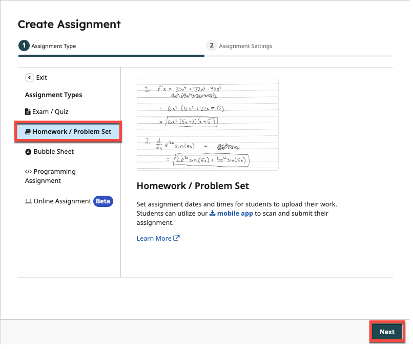 Creating an Assignment Type Homework/Problem Set