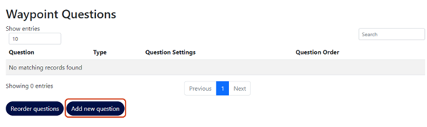 Add a new question button