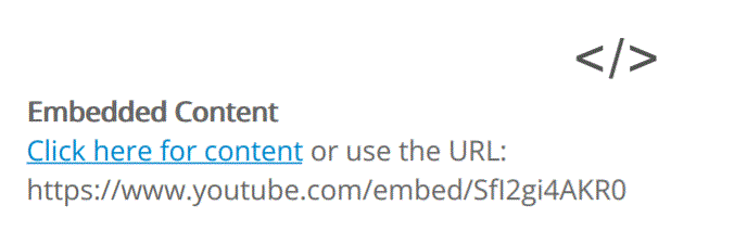 How an embedded YouTube link appears in an exported PebblePad PDF