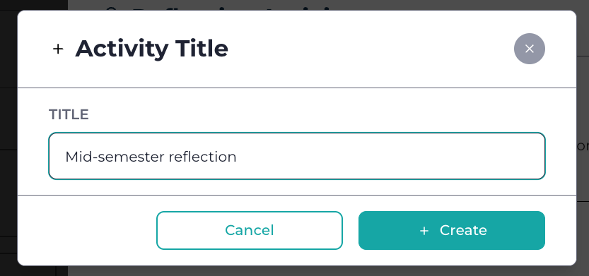 Screenshot of giving an activity a title in Stackle