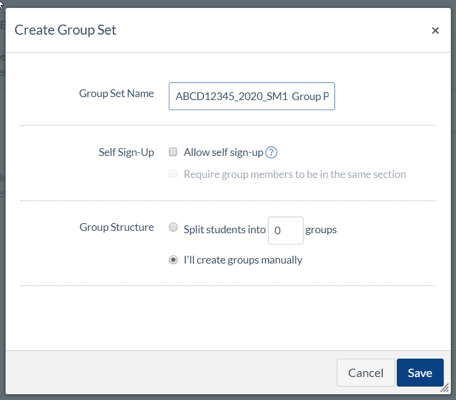 Setting up groups in a subject
